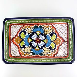 Talavera Signed Hanging Wall Plate Vintage Mexican Pottery